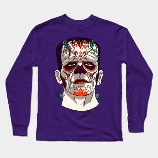 Catrina Frankenstein Sugar Skull Horror Movie Long Sleeve T-Shirt